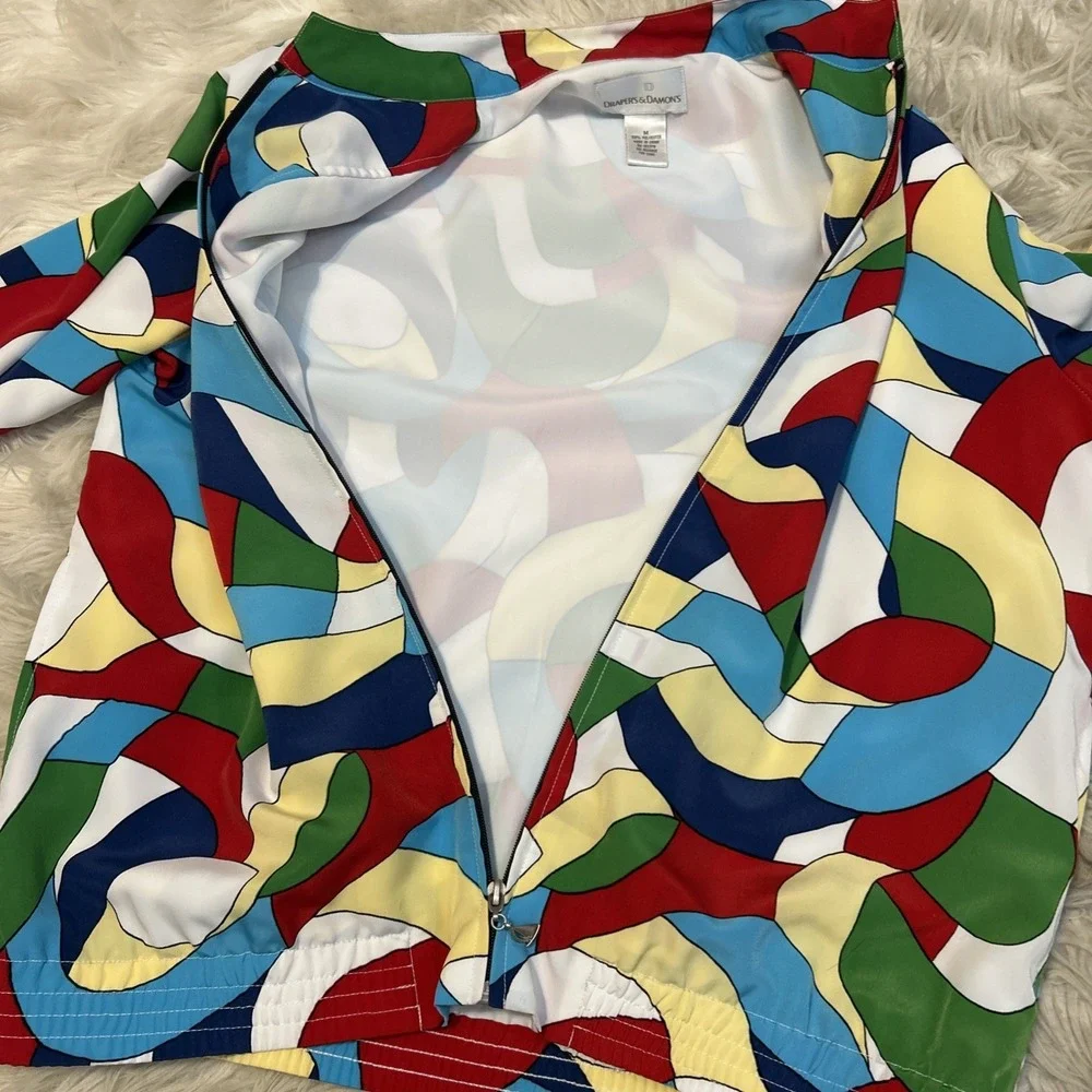 Colorful 90's Bold‎ Zip Up Lightweight Jacket Bomber Hip Hop Medium